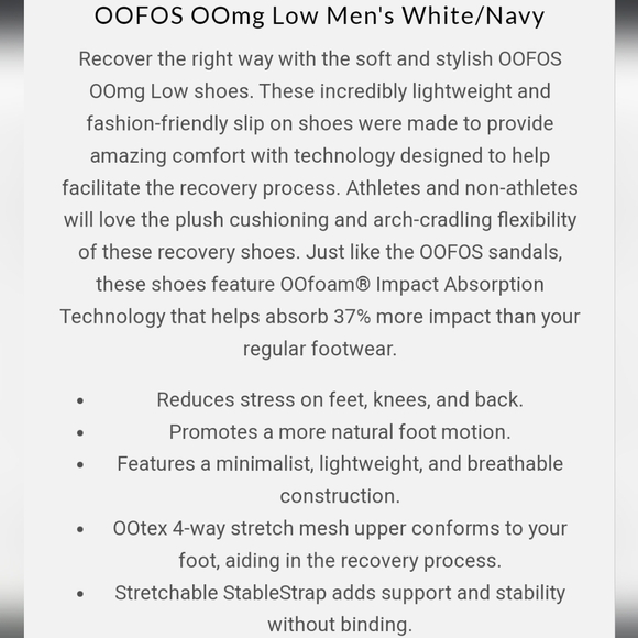 OOFOS OOmg Low Shoe Navy Men's 9 - Picture 13 of 13